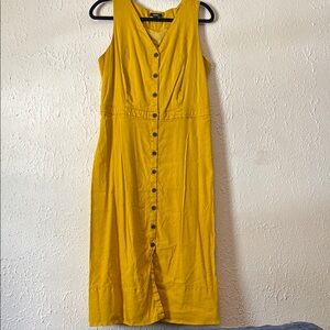 Alfani Yellow Button-Down Sleeveless Dress with Pockets